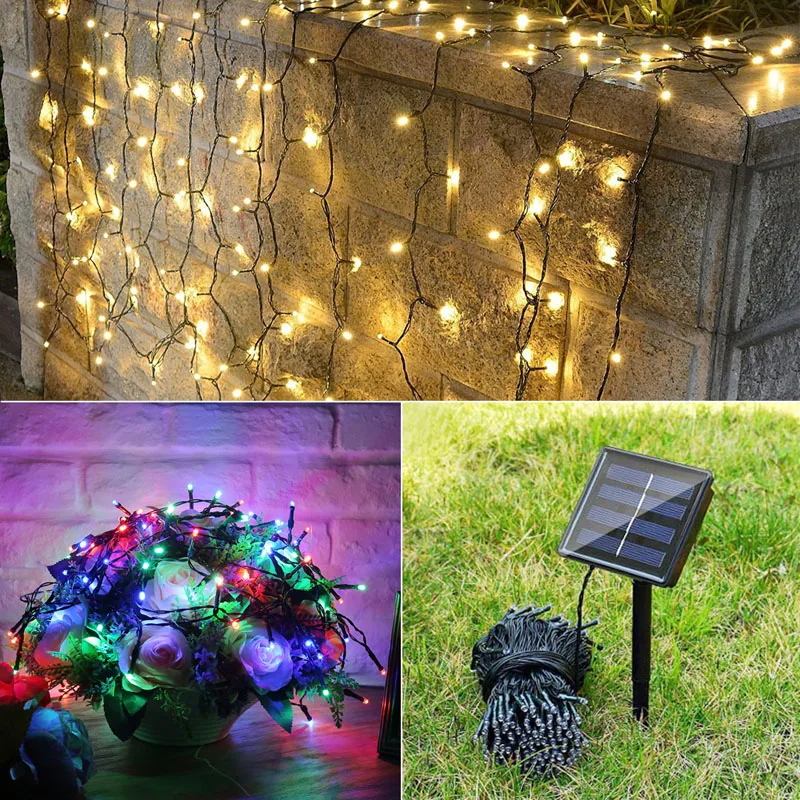 100 Leds 8 Modes Fairy Holiday Xmas String Light Solar Powered Lamp 12M Waterproof Outdoor Garland Holiday Garden New Year Decor (4)