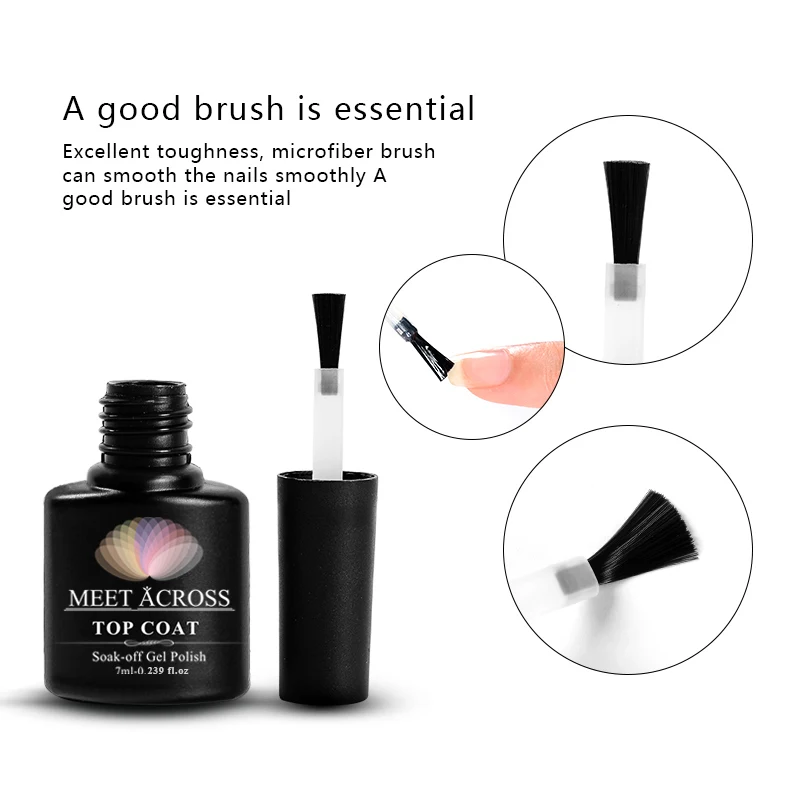 

MEET ACROSS 7ml Long Lasting Top Coat Base Coat UV Gel Nail Polish White Black Manicure Soak off Top Base Nail Primer
