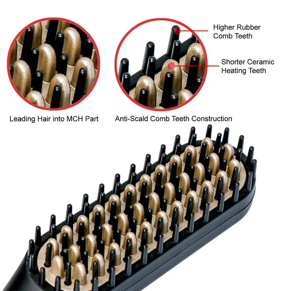 Hair Straightener Comb Durable Electric Straight Hair Comb Brush LCD Heated Ceramic Hair Straightening Brush Electric brush