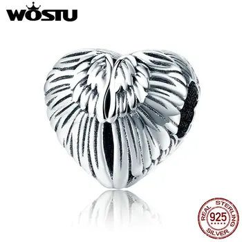 

WOSTU Classic 925 Sterling Silver Angel Wings Beads Charms fit Original Women Bracelets and Necklaces Fashion Jewelry CQC780