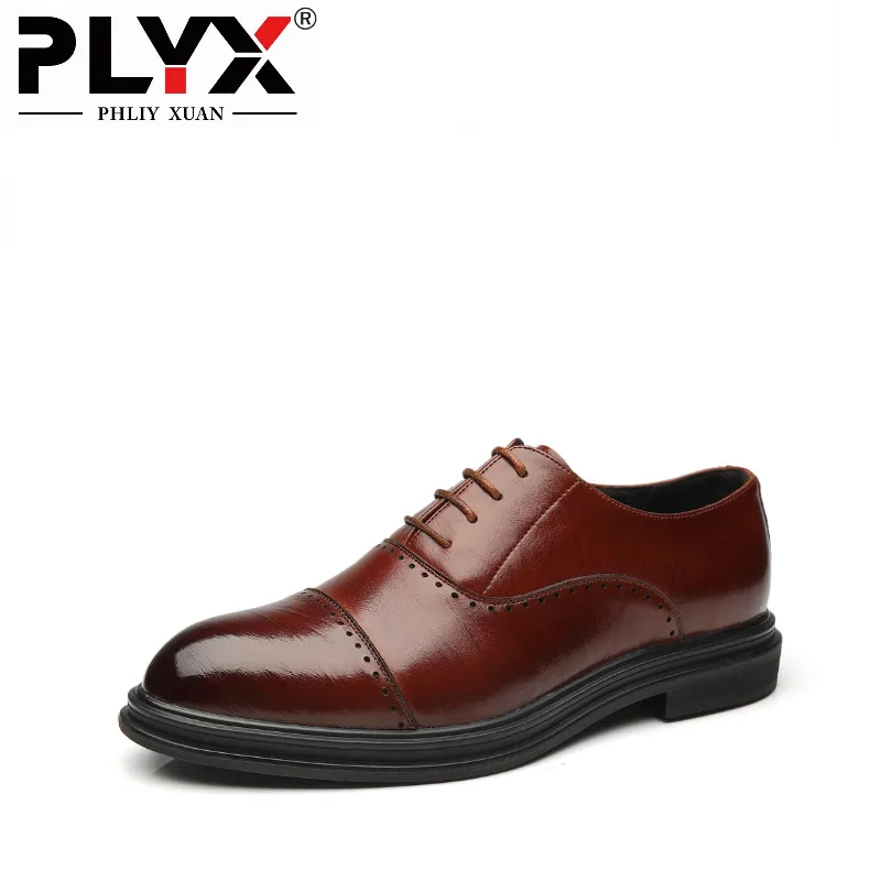 

PHLIY XUAN New 2019 Genuine Leather Dress Shoes For Men Formal Shoes Spring Pointed Toe Wedding Business Shoes Male Fashion