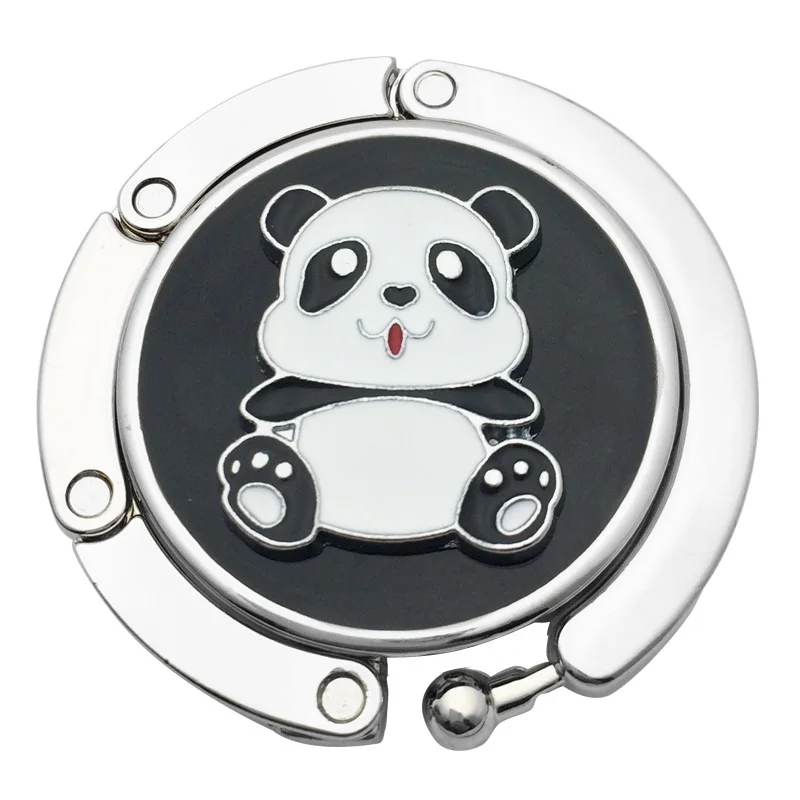 

New Kawaii Panda Pattern Metal Round Foldable Handbag Purse Shoulder Tote Table Hook