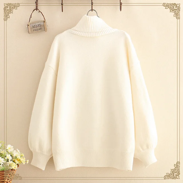 Kawaii Long Sleeve Turtleneck Milk Sweater 2