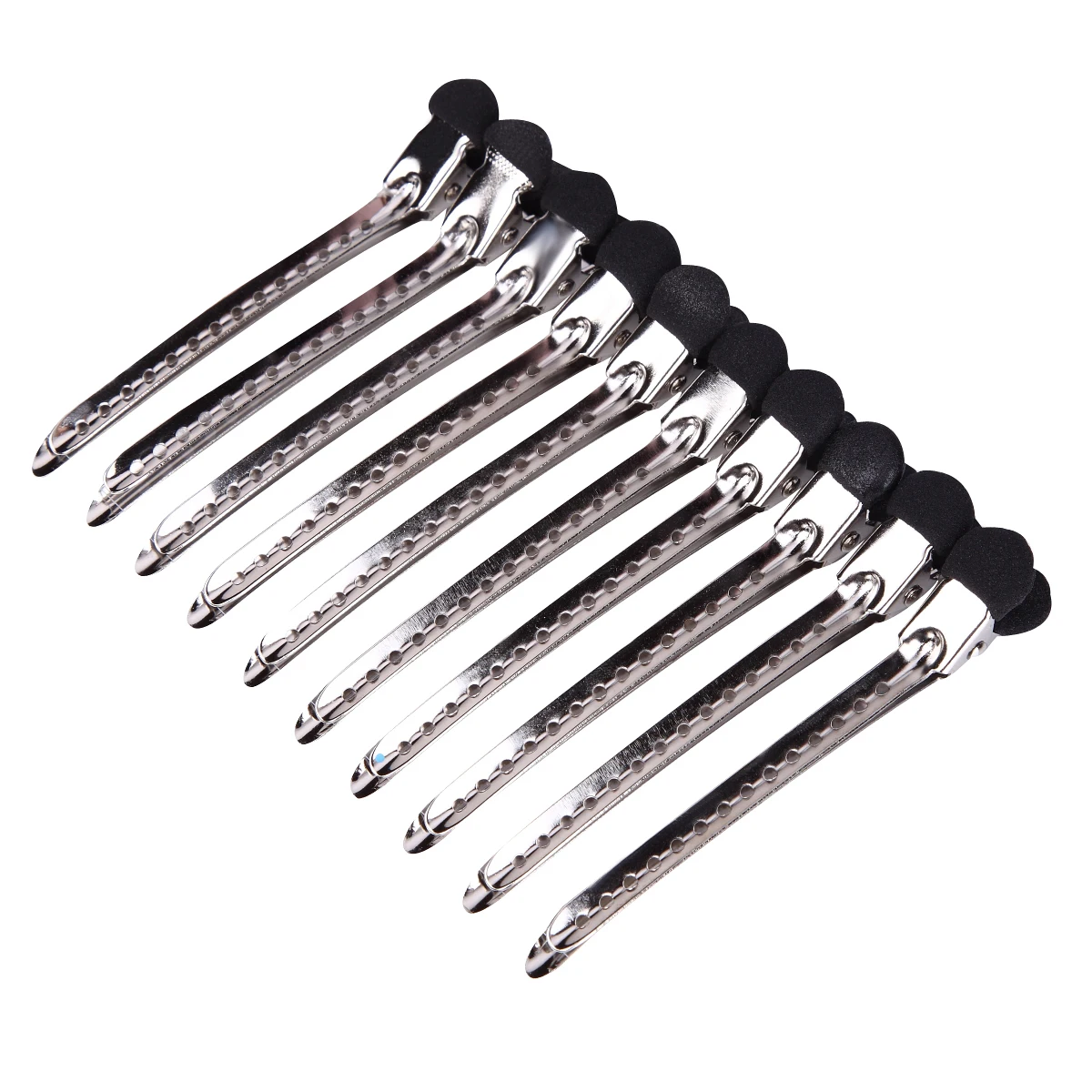 10pcs/set Aluminum Silver Hair Clips Clamp Duck Mouth Holding Grip Hair