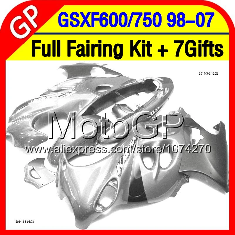 Kit+Silver no grey Fairings GSXF600 For SUZUKI 03 04 05 06 07 GSXF750 6PA210 GSXF 750 600 2003 2004 2005 ALL Silver 2006 2007 | Автомобили