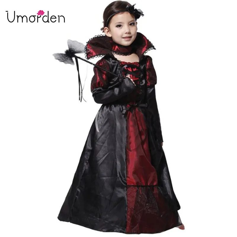 

Umorden Party Halloween Kids Children Girls Vampire Costumes Fantasia Princess Vampiress Costume Cosplay Long Dress for Girl