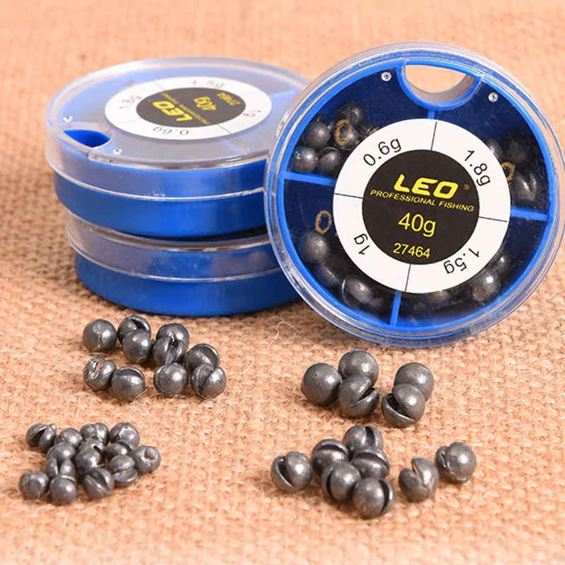 

4 Sizes Round Fishing Lead Set Fishing Sinkers Weight Fishing Accessories + Box