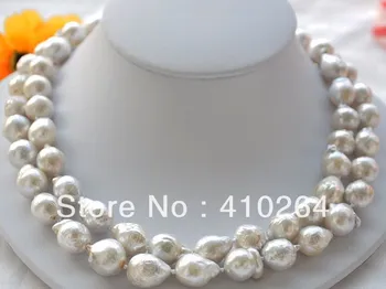

$wholesale_jewelry_wig$ free shipping 2strands 13mm white almost round Edison PEARL NECKLACE MABE