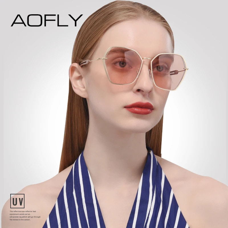 Женские винтажные солнцезащитные очки AOFLY Брендовые в металлической оправе с