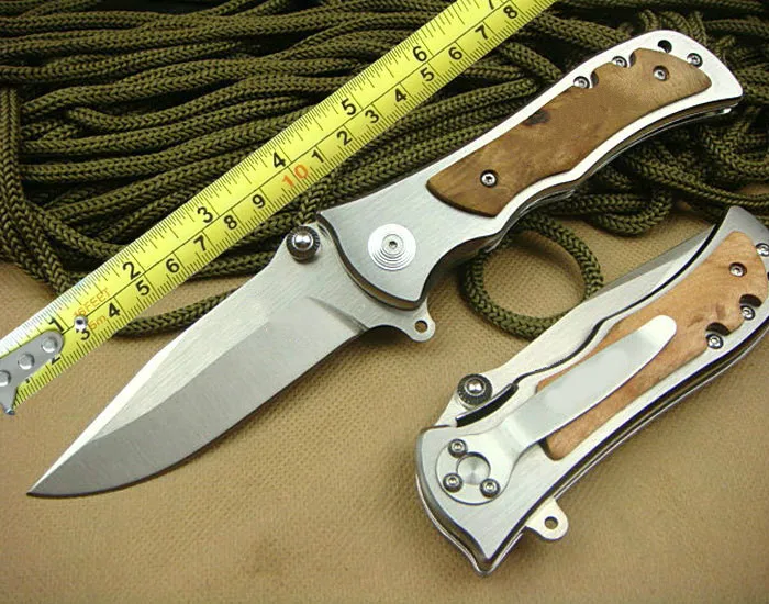 Складной нож большой 440C сталь/стальная ручка поверхность инкрустация с кленовыми фишками Складной нож Открытый Кемпинг портативный