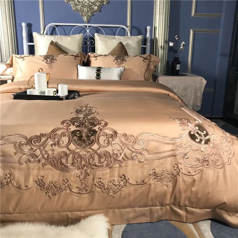 Flash Deal Royal Egyptian embroidery luxury cotton camel 4/6 oversize bed covers, oversize bed sheets, down quilt covers/flax pillowcases 7