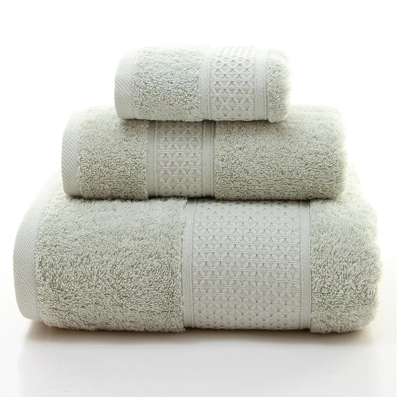 SunnyRain 3 шт полотенце из египетского хлопка набор банное полотенце для взрослых полотенце для лица GMS 450 г водопоглощающее toallas - Цвет: Green