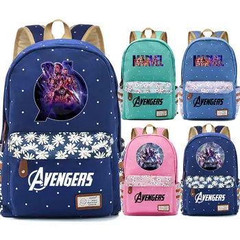 

New Marvel Letter The Avengers Endgame Flowers Dot Boy Girl School bag Women Bagpack Teenagers Schoolbags Canvas Femme Backpack