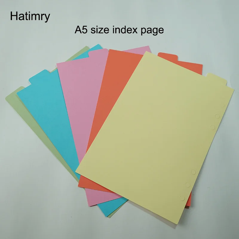 

Hatimry 5Pcs/Lot Cute A5 Colorful Index Page bookmark Kawaii Standard 6hole Notebook Sheet Paper Bookmark School Office Supplies