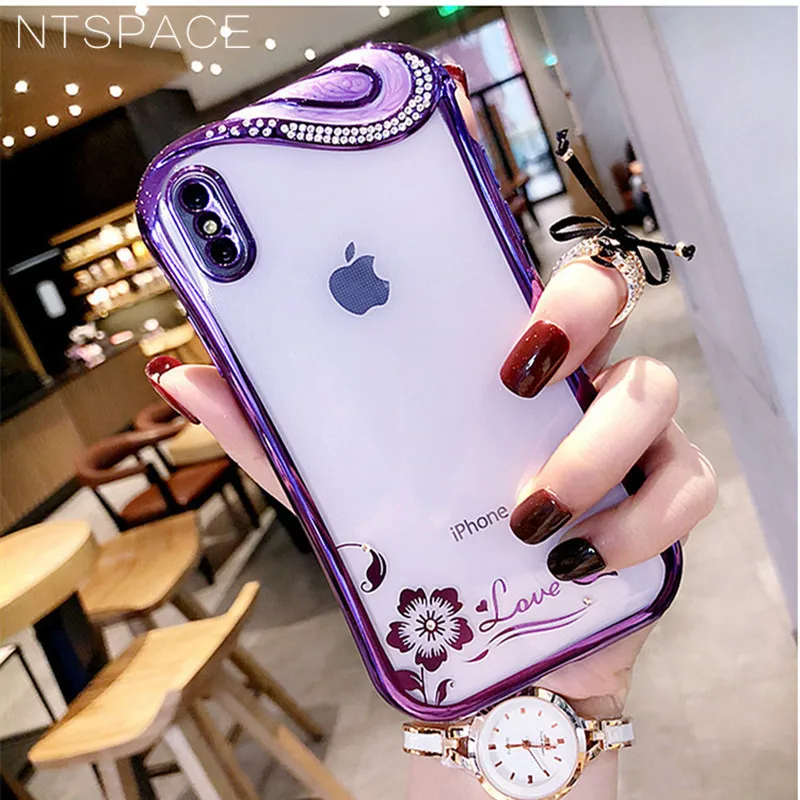 

NTSPACE Luxury Crystal Diamond Glitter Phone Cases for iPhone X Xs Max XR Soft TPU Silicone Back Cover For iPhone 8 7 6 6S Plus