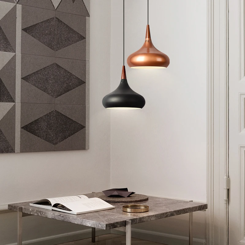 Copper Nordic Pendant Lights Aluminum Wood Hanging Drop Lamp Restaurant Kitchen Light Suspension Luminaire Home Christmas Light (8)