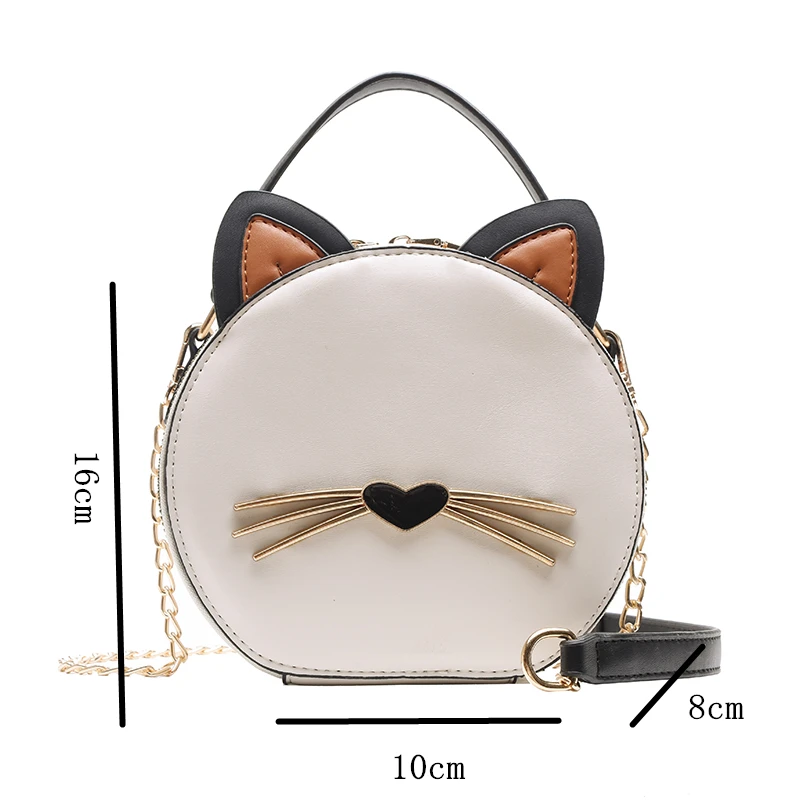 Модная женская круглая сумка кожаная женская круглая сумка через плечо милый кот Женский кошелек женская сумка Bolsa
