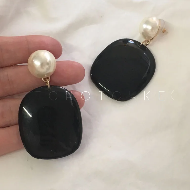 

Timeless Wonder stunning black resin faux pearl Stud Earrings Party Gown top Brincos runway Punk rock star simple pop neat 3152