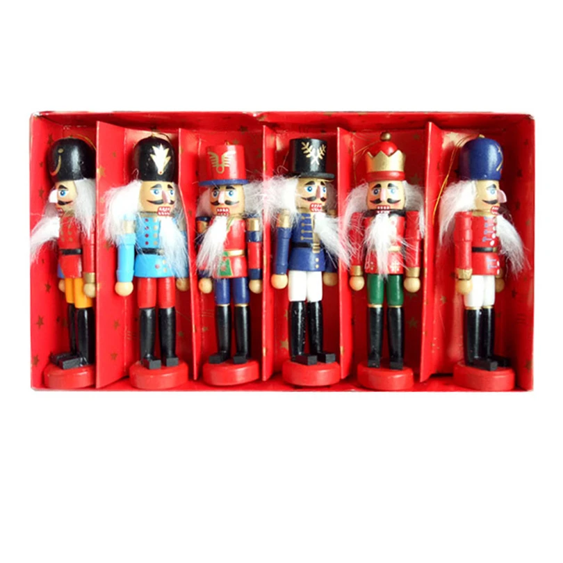 

6pcs Natal Puppet Nutcracker Christmas Decorations For Home Zakka Christmas Decorations wood Ornaments Doll Toys Christmas Craft