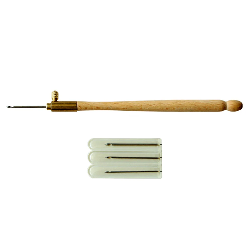 

2019 Wooden Handle Tambour Crochet Hook with 3 Needles French Crochet Embroidery Beading Hoop Sewing Tool Set DIY Craft