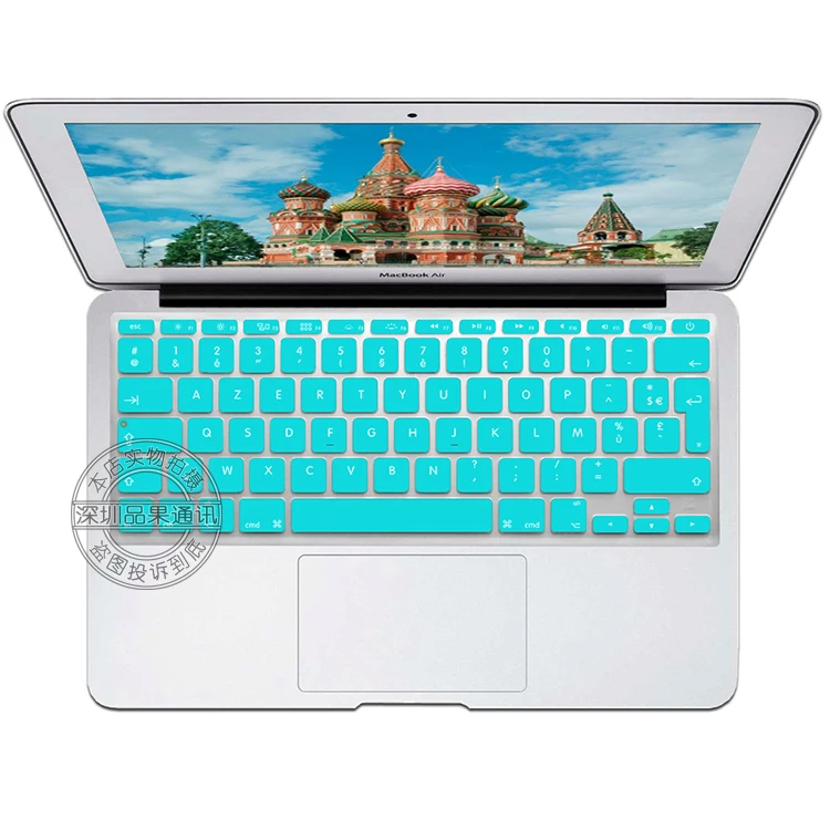 Coosbo-Франция/Французский AZERTY Красочные Силиконовый чехол кожи защита наклейка для 1" Mac MacBook Air/ 11 дюймов air11 - Цвет: sky blue