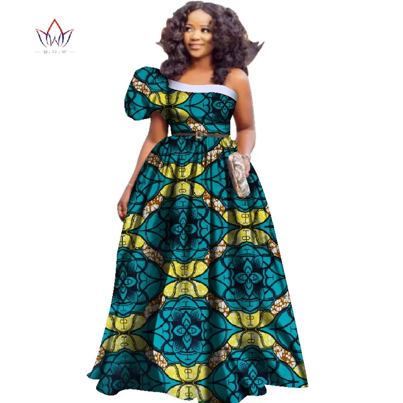 Модные африканские платья для женщин Дашики размера плюс африканская одежда одно Пышное длинное платье для леди WY2425
