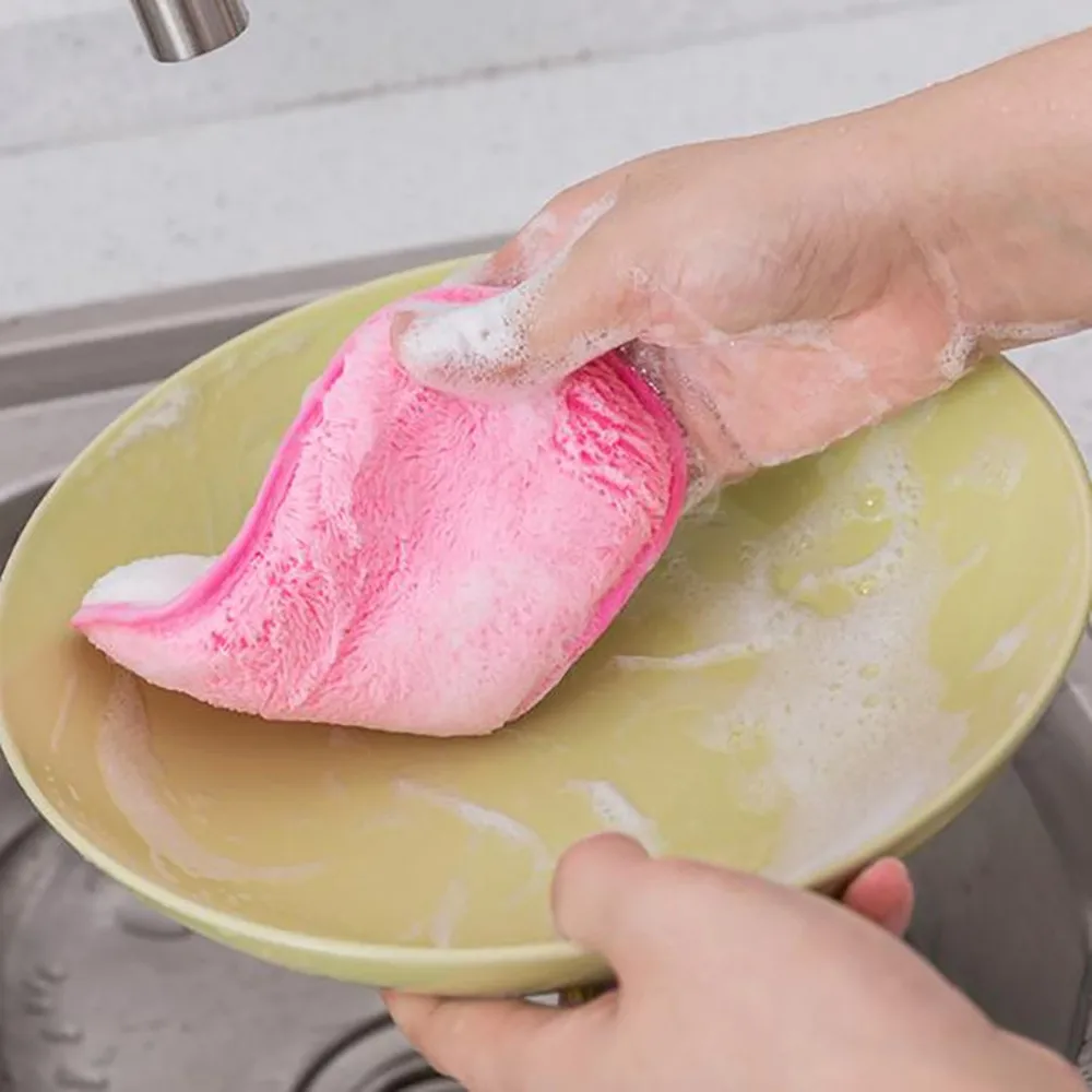 

3pcs cleaning Dishwashing sponge Kitchen Tools Scouring Pads Cloth Fiber Washing Towel Magic Kitchen Cleaning Wiping Rags #25