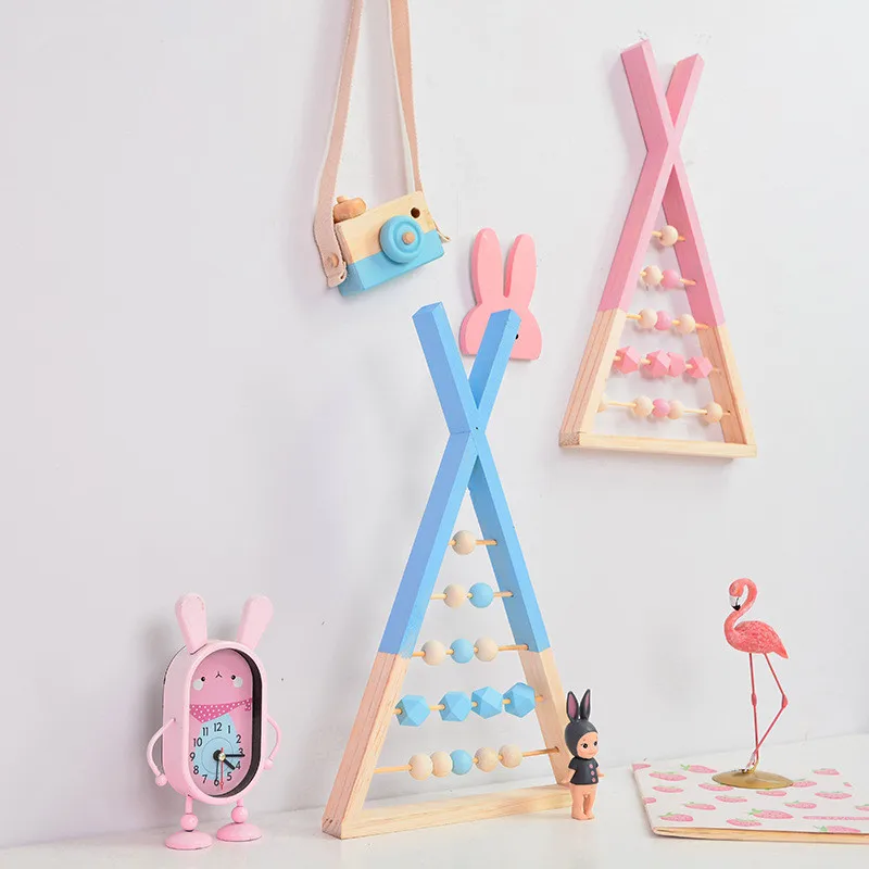 

Nordic Style Nursery Natural Wooden Abacus With beads Craft Baby Learning Educational Toys Scandinavian Style Baby Room Decor
