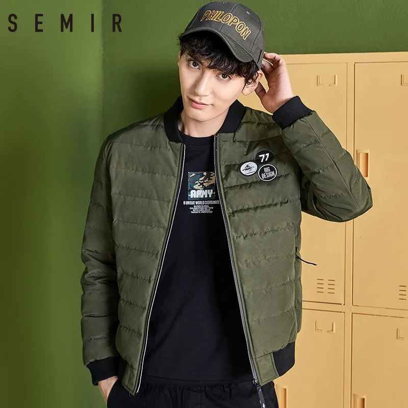 

SEMIR down jacket for man casual baseball warm outerwear down jacket for men winter duck down appliques clothes men clothing