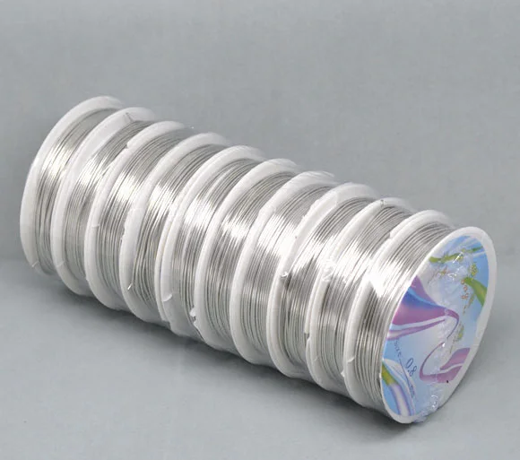 

Free Shipping 10 Rolls Silver Tone Copper Beading Wire 0.8mm 4M/Roll