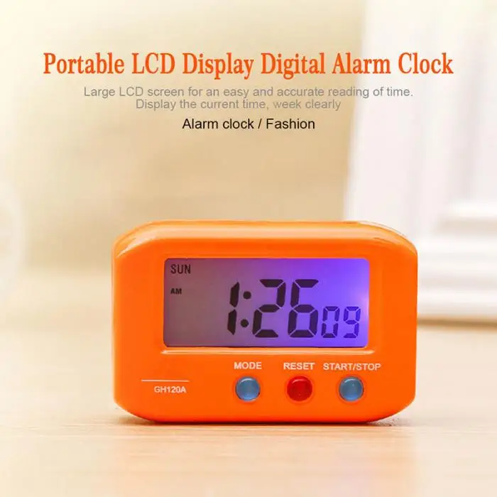 Портативный маленький ЖК-цифровой будильник с датой и временем стоп-повтор, Ночной светильник, часы для кухни, комнаты, Лучшая цена