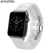 Роскошные Керамика ремешки, подходящие для наручных часов Apple Watch 38 мм, 42 мм/40 мм 44 бабочка сумка с ручками-цепочками браслет с адаптером селфи-стик наручных часов iwatch, 4/3/2