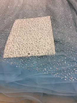 

Hot selling Cyndi-1010455 glued glitter sequins lace fabric African French net tulle Lace Fabric for party