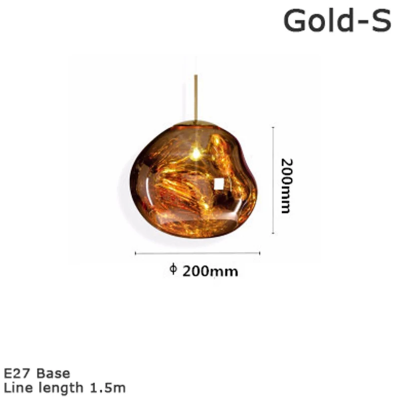 KARWEN Новинка стеклянная Лава подвесной светильник светодиодный стеклянный подвесная люстра в форме шара E27 креативная спальня - Цвет корпуса: Gold 20cm