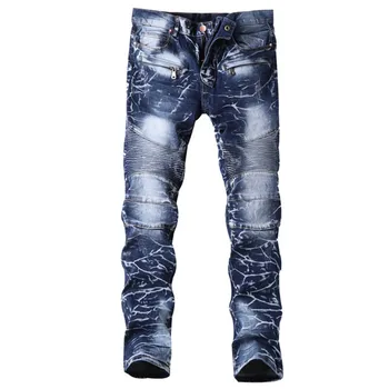 

2019 New Fashion Men's jeans Men's Printing Motorcycle jeans Straight tide Men's Personality trousers More Size 29-36 38