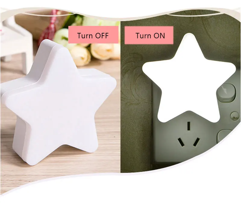 LED Star Night Light EUUS Plug Smart Light Sensor Wall Night Lamp For Baby Room Kids Bedroom Home Decoration Energy Saving 110-220V (9)