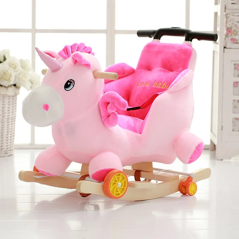 

Big Size Plush Toy Lovely Animals Styles Rocking Horse Creative Gift Small Trojan Wooden&plush Rocking Chair Baby Gifts
