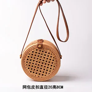 20cm Big Size Handmade Circle Chinese Bowknot Women Rattan Bags Spiral Style Hollow Out Flowers Female Shoulder Bags B380 - Цвет: A Net