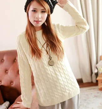 

Christmas Sweater Women winter New year Vintage Thickening Sweater Pullover Basic Long-sleeve Outerwear Twisted Knitted Female