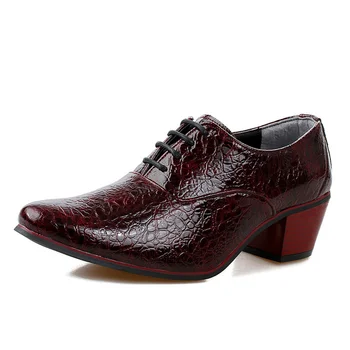 

High-heeled pointed new casual men's shoes retro single shoes dance shoes heightening shoes suitable for wedding low hell
