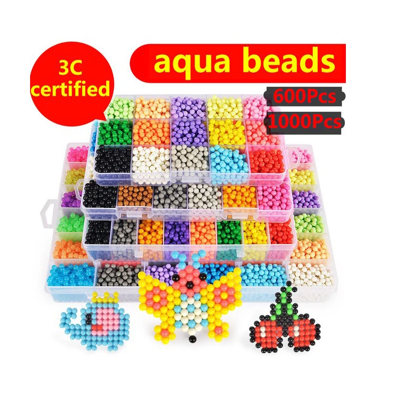 

6 Colors 600pcs Aquabeads Spray Magic Beads Kit Ball Aqua beads Puzzle Game Fun DIY 3D puzzle Educational Toys For Kids