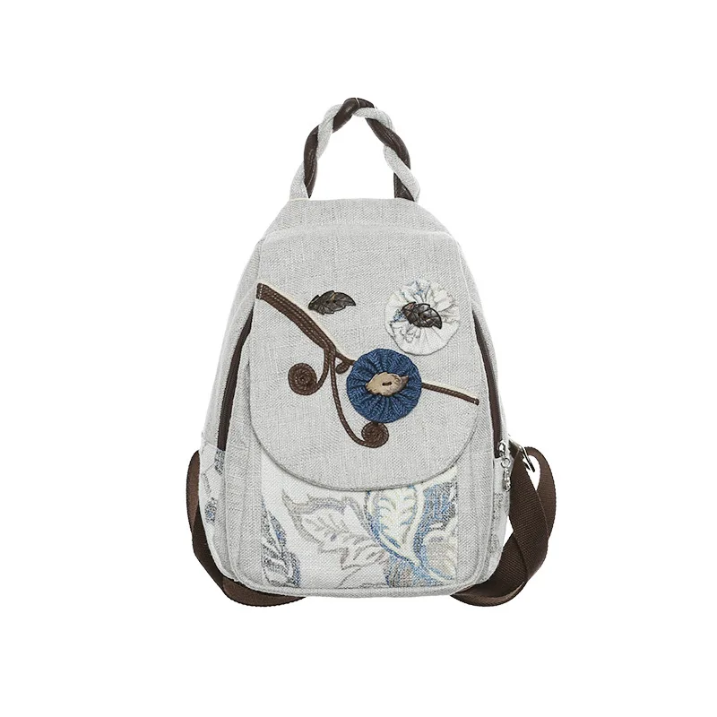 

Original shoulder backpack double mezzanine tour retro literary fresh multi-layer lightweight practical shoulder