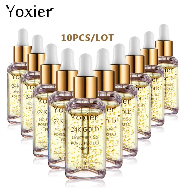 10 шт./лот Yoxier основа для макияжа увлажняющая эссенция 24k Gold контроль жирности
