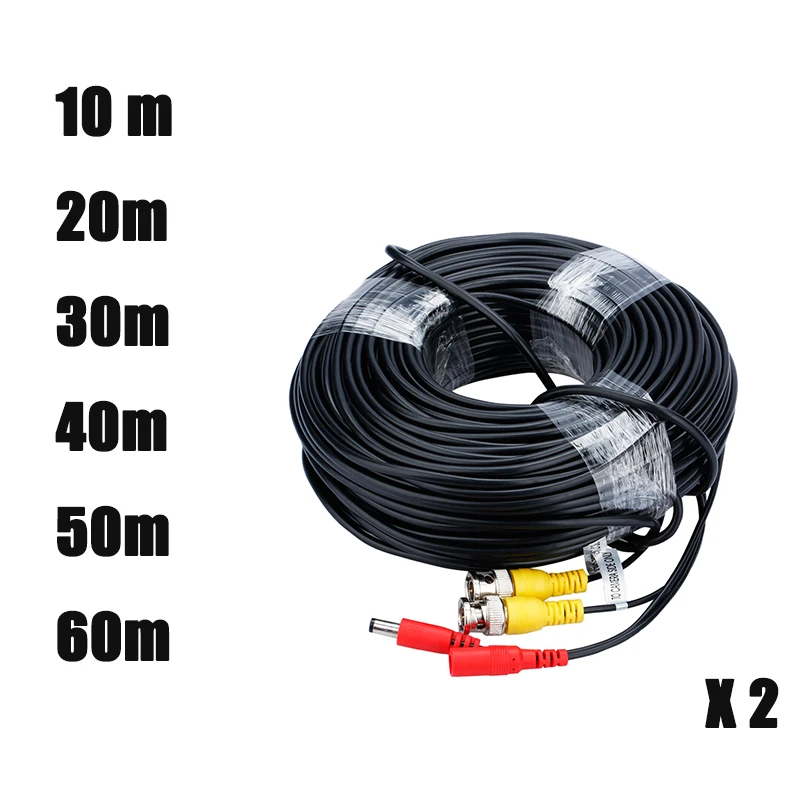

2 PIECES CCTV DVR Camera Recorder Video Cable DC Power Security Surveillance BNC Cable X2 All-in-one video cable