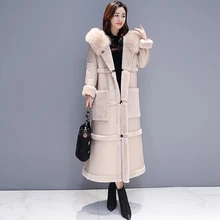 Женское плотное теплое зимнее пальто Новое модное женское однобортное с капюшоном длинное пальто из овечьей шерсти высокого качества верхняя одежда
