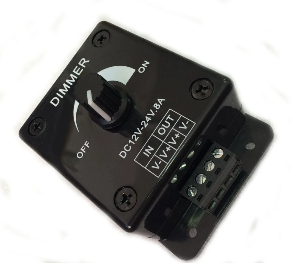 

Black White LED Dimmer Switch DC 12V 8A Adjustable Brightness Lamp Bulb Strip Driver Single Color Light Power Supply Controller
