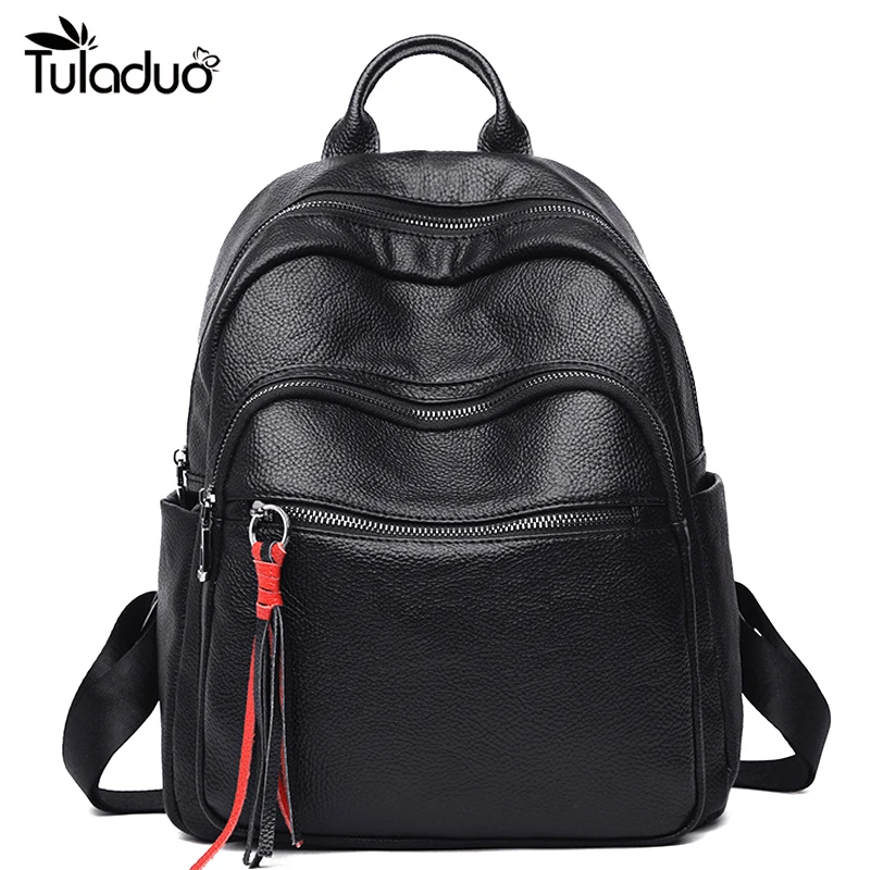 

Women's Backpack High Quality Youth Soft PU Leather Backpacks for Teenage Girls Female School Shoulder Bag Mochila Feminina