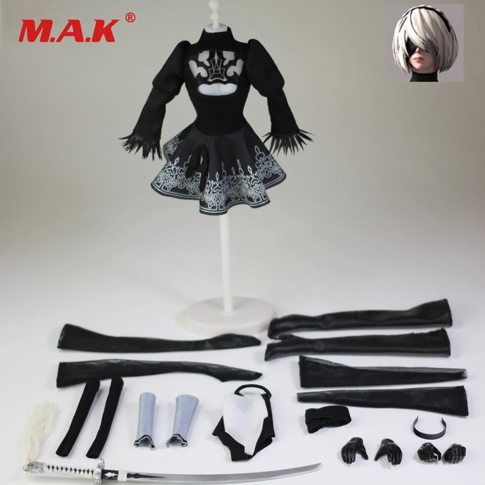 1/6 Female Clothes Set with Head Sculpt PS4 Game NieR Automata 2B YoRHa ...