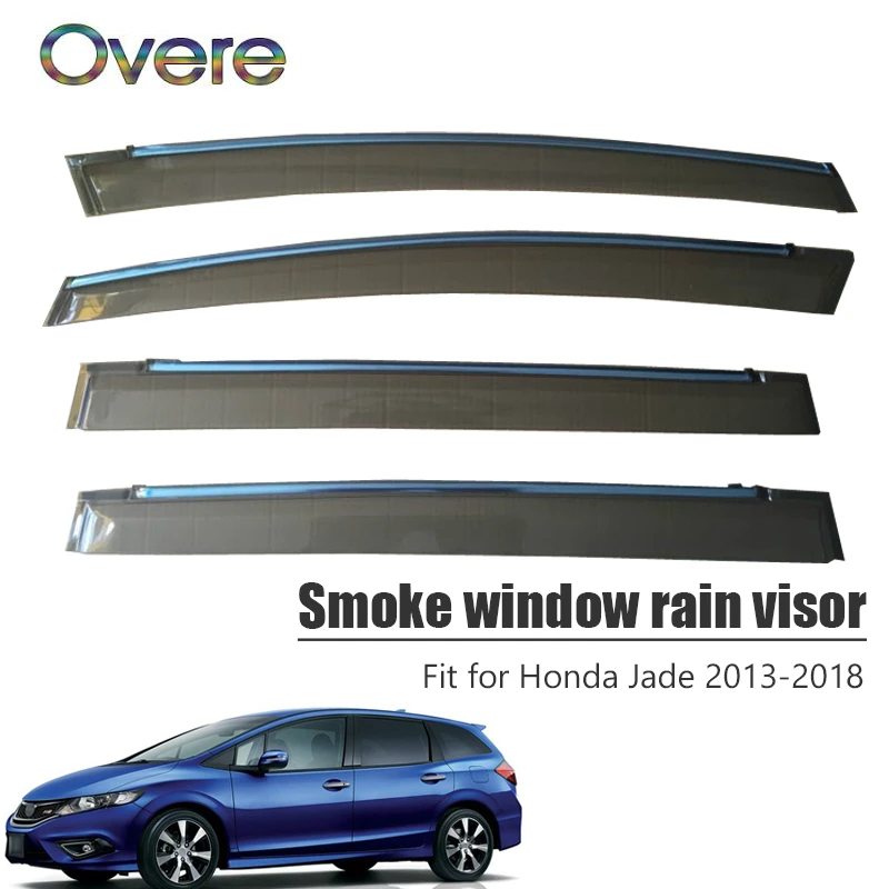 

OVERE NEW 1Set Smoke Window Rain Visor For Honda Jade 2013 2014 2015 2016 2017 2018 ABS Vent Sun Deflectors Guard Accessories