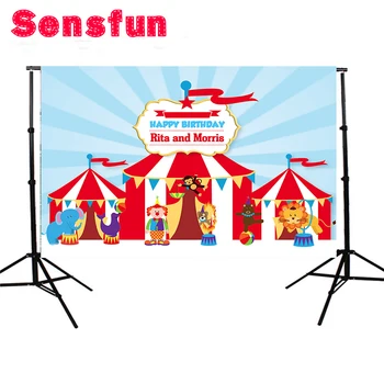 

Circus Tent Stage Entrance Balloons Birthday Party Custom Photo Studio Backdrop Background Vinyl